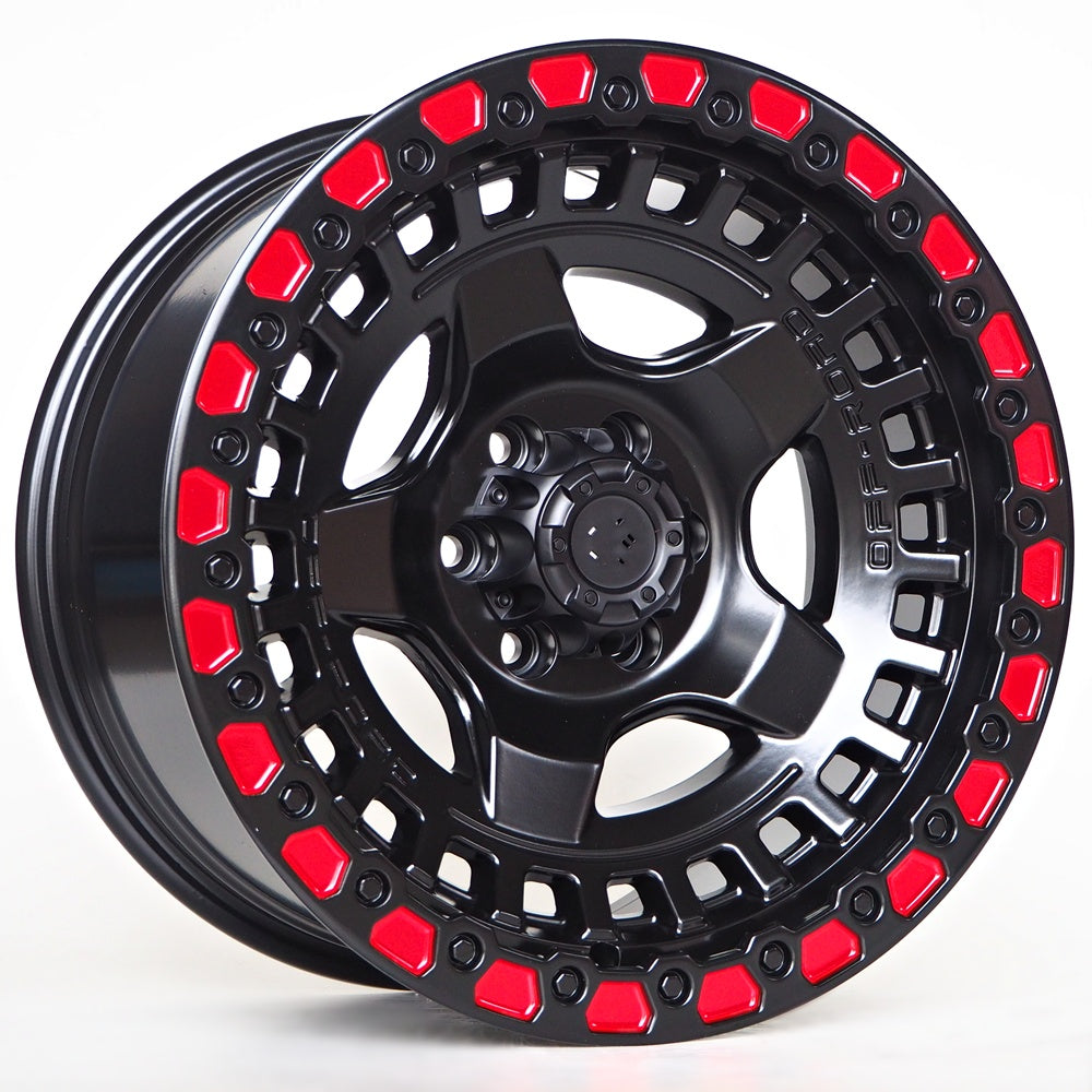 Sonic OF3 (4x4) 9X17 6X114,3 ET10 66,1 Matt Black + Red Line